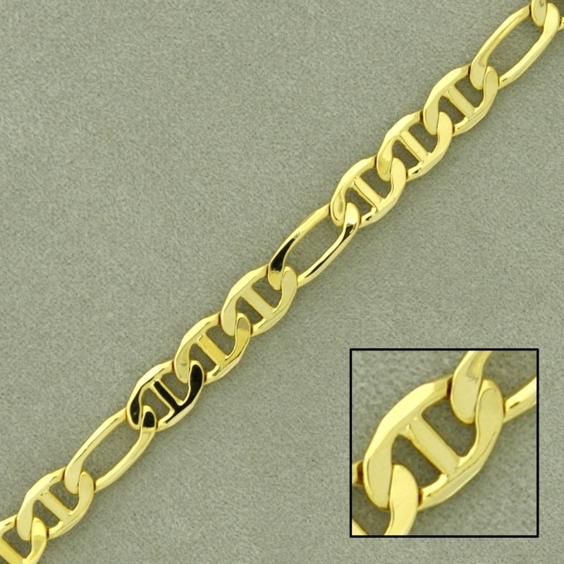 Flat link anchor brass chain width 5mm