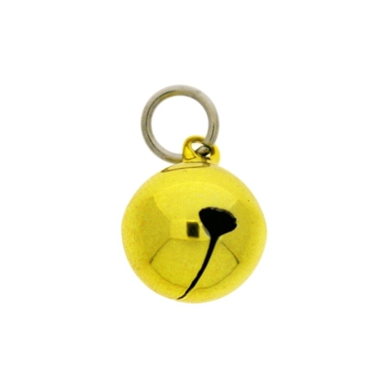 Cascabel Ø 16mm color amarillo montado con anilla redonda Ø9x hiloØ1,4mm