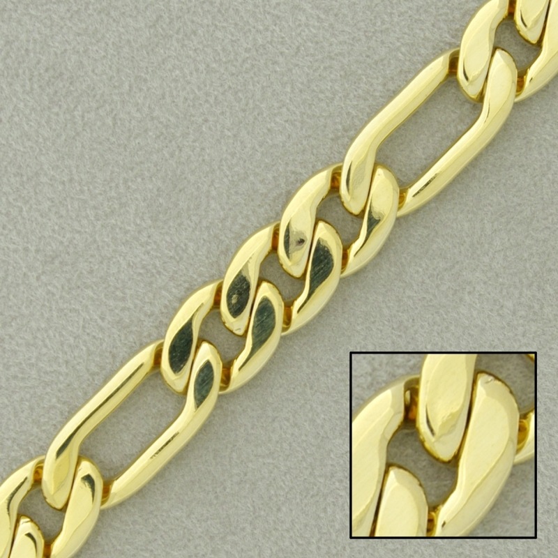 Flat figaro brass chain width 9,1mm
