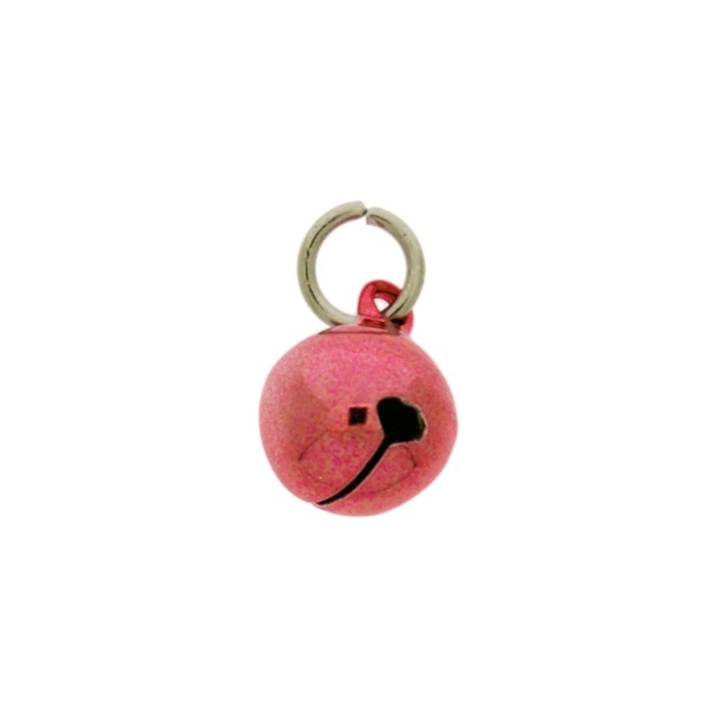 Cascabel Ø 12mm color rojo montado con anilla redonda Ø8x hiloØ1,2mm