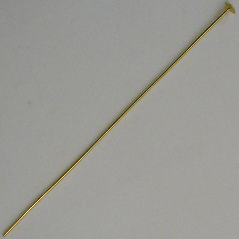 [119148000] Tige en laiton longueur 60mm à tête plate. Fil Ø 0,8mm. Tête plate Ø 3,7mm.