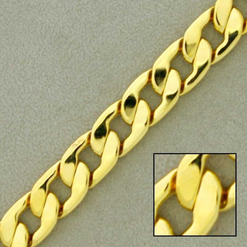 Flat curb brass chain width 11,6mm