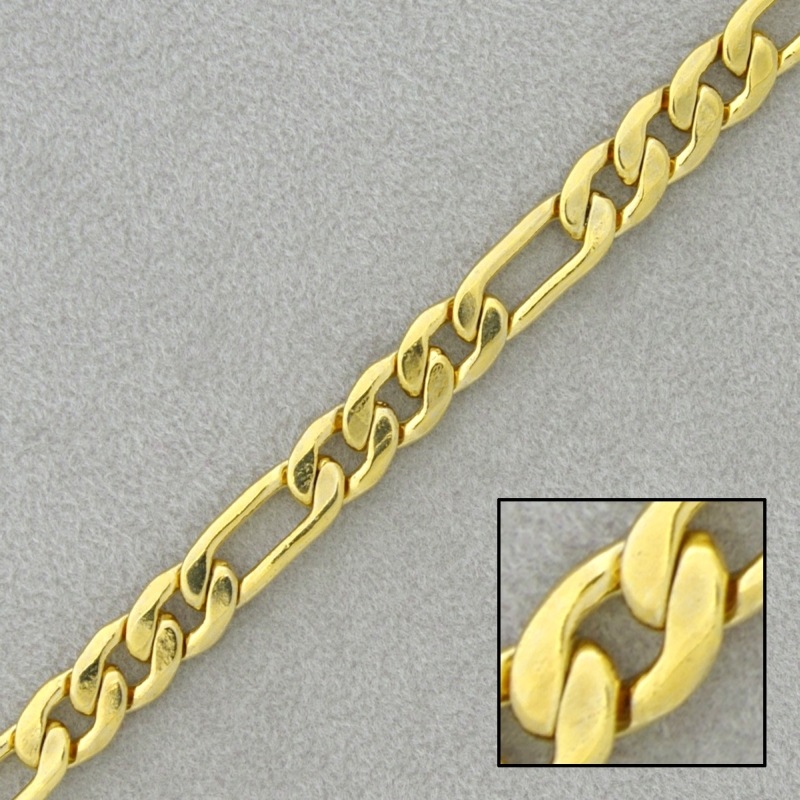Flat figaro brass chain width 5,6mm