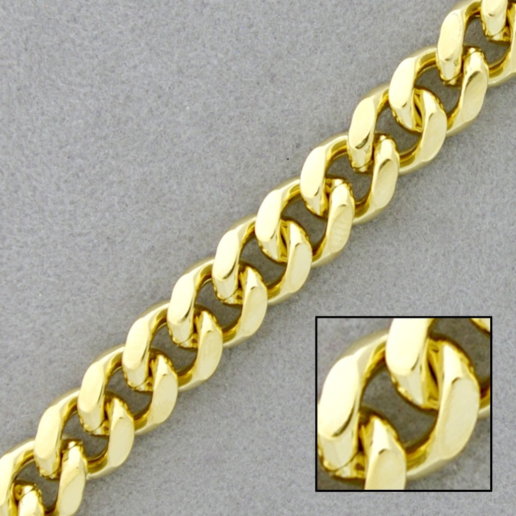 Flat curb brass chain width 7,4mm
