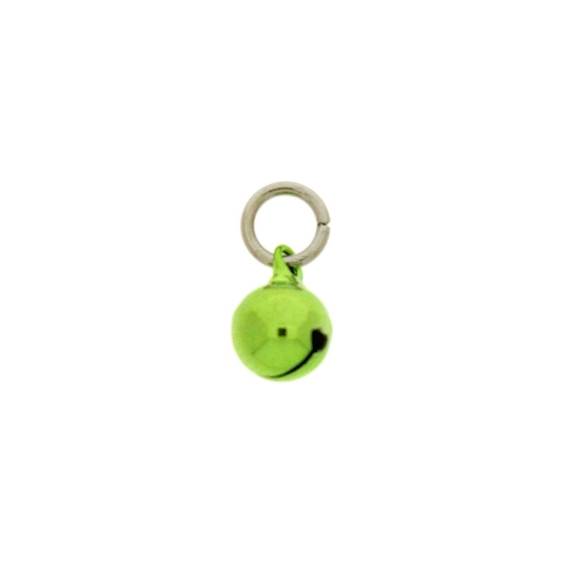 Cascabel Ø 8mm color verde montado con anilla redonda Ø7x hiloØ1,2mm