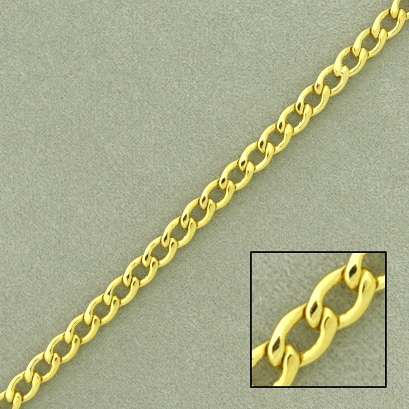 Flat curb brass chain width 3,3mm
