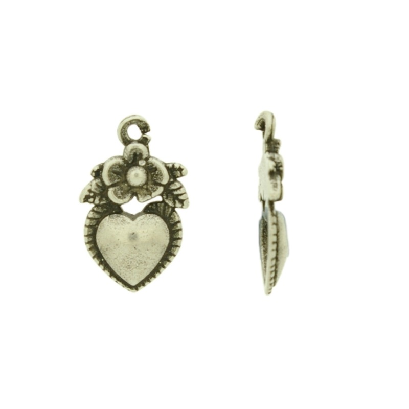 [120400000] Flower heart pendant 18x11mm