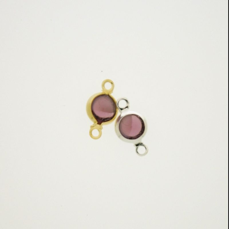 Entrepieza con strass redondo diam. 6mm color lila jasp. Longitud 13mm