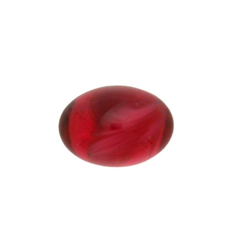 Piedra cabuchón oval 10x14mm base plana color rubí
