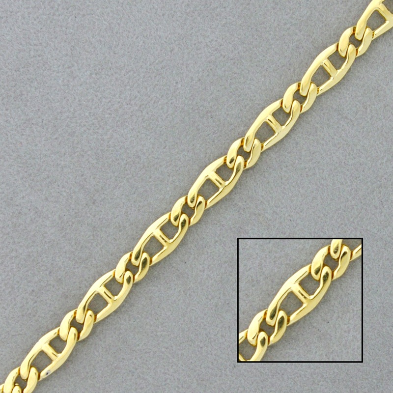 Flat figaro brass chain width 5,4mm