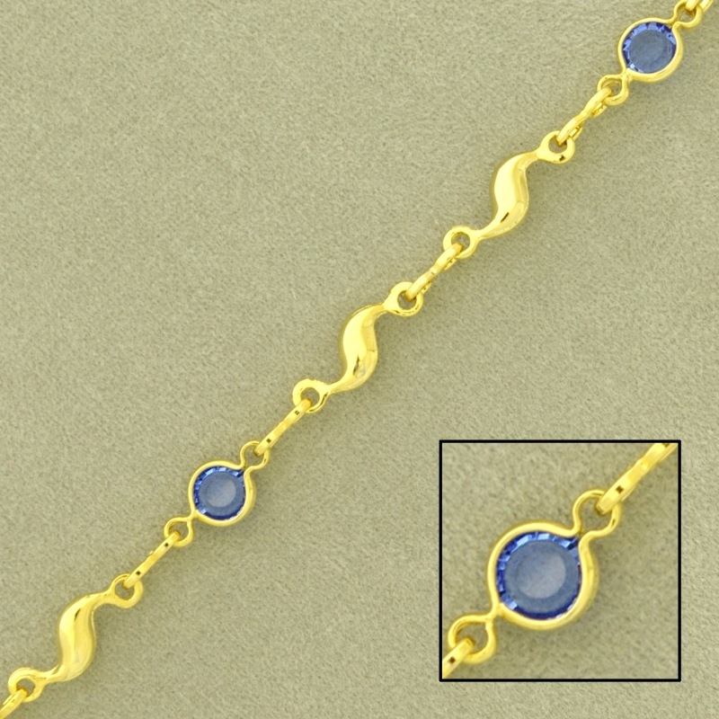 Cadena de latón ancho 4,7mm con strass redondo Ø 4mm