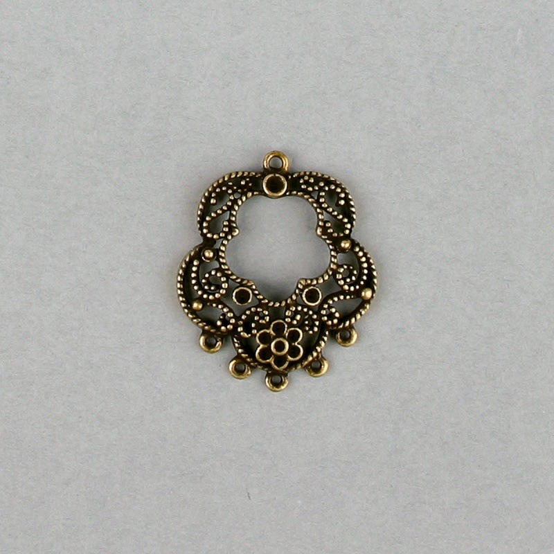 Filigree finding 38x32mm with 9 sockets to strass