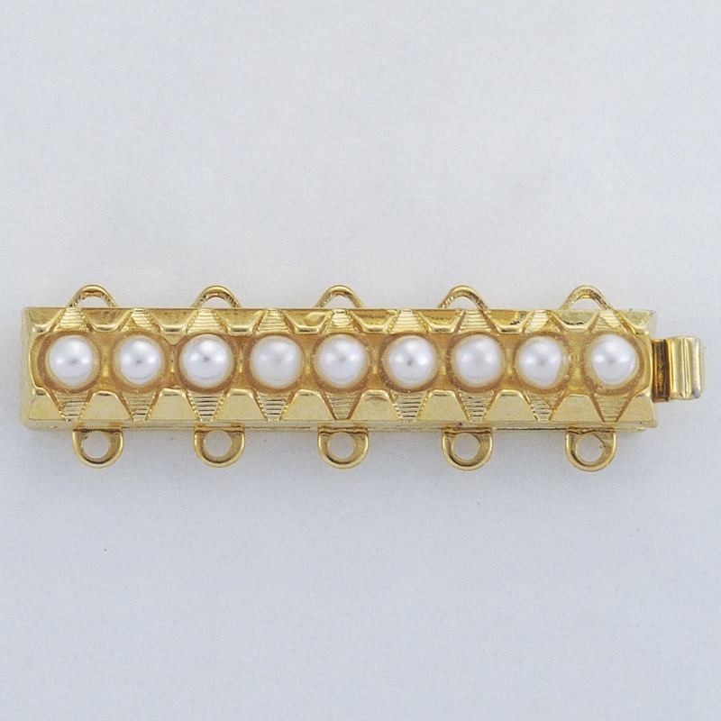Necklace clasp 35x10mm 5 strands with pearls