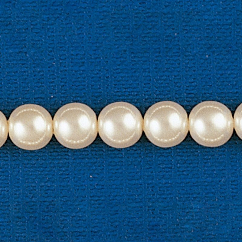 Perle en verre ronde Ø 7mm 2 trous. Couleur crème.