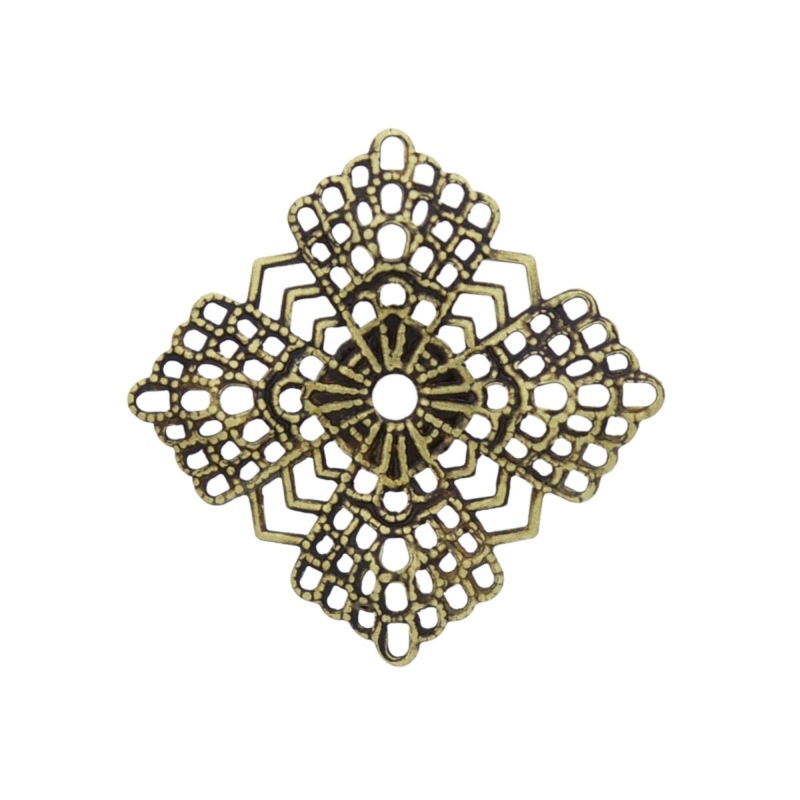 Square filigree metal component 29x29mm