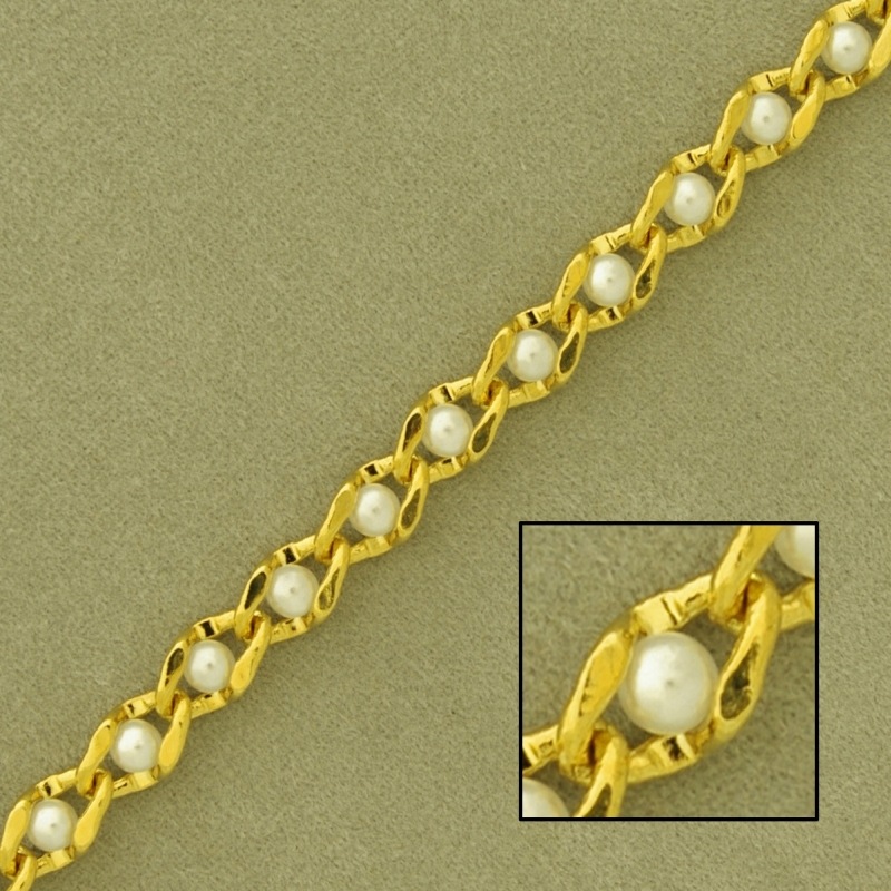 Cadena de latón con perla ancho 5mm