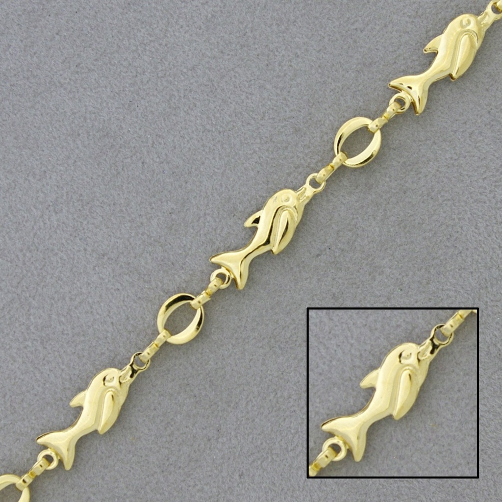 Brass chain fish and ornament width 6mm