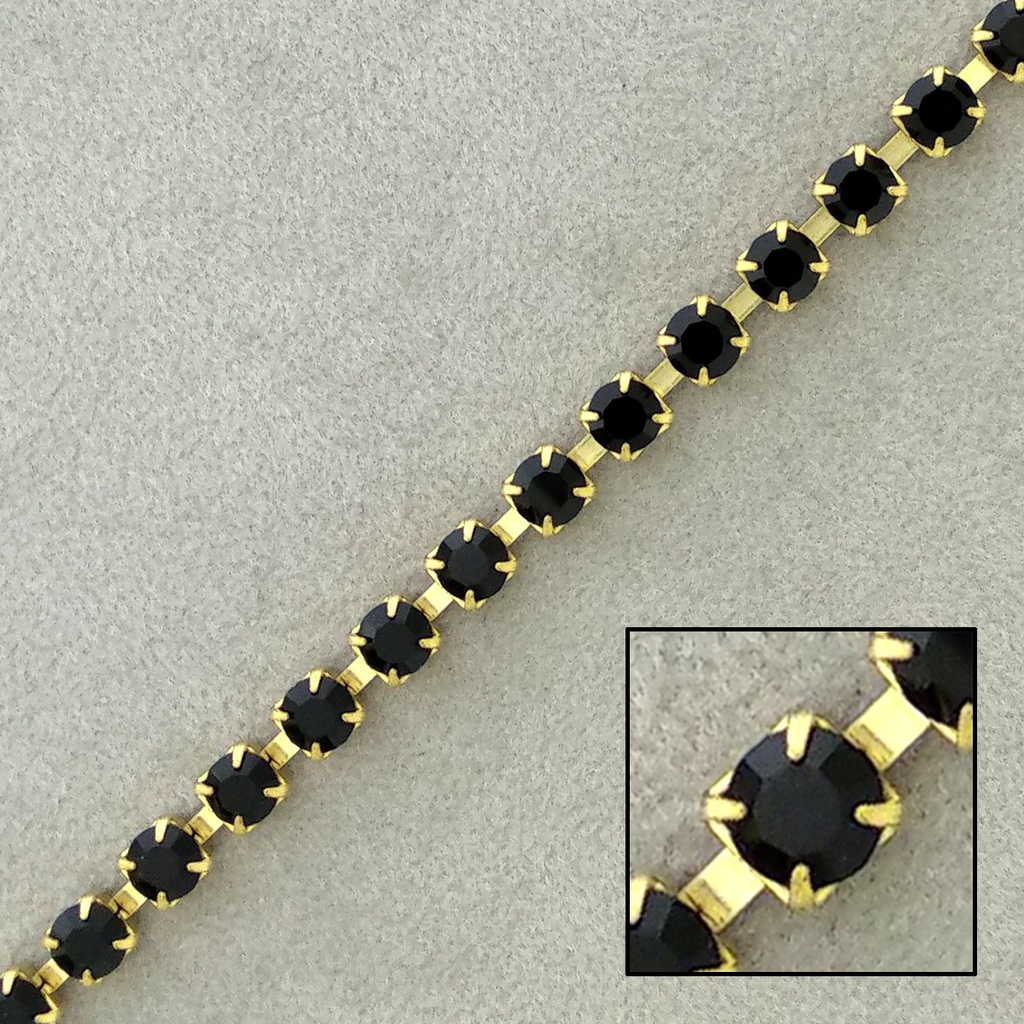 Cadena de latón strass negro SS18