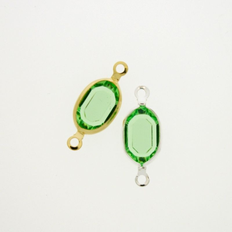 Oval strass 8x12mm green colour. Length 21mm