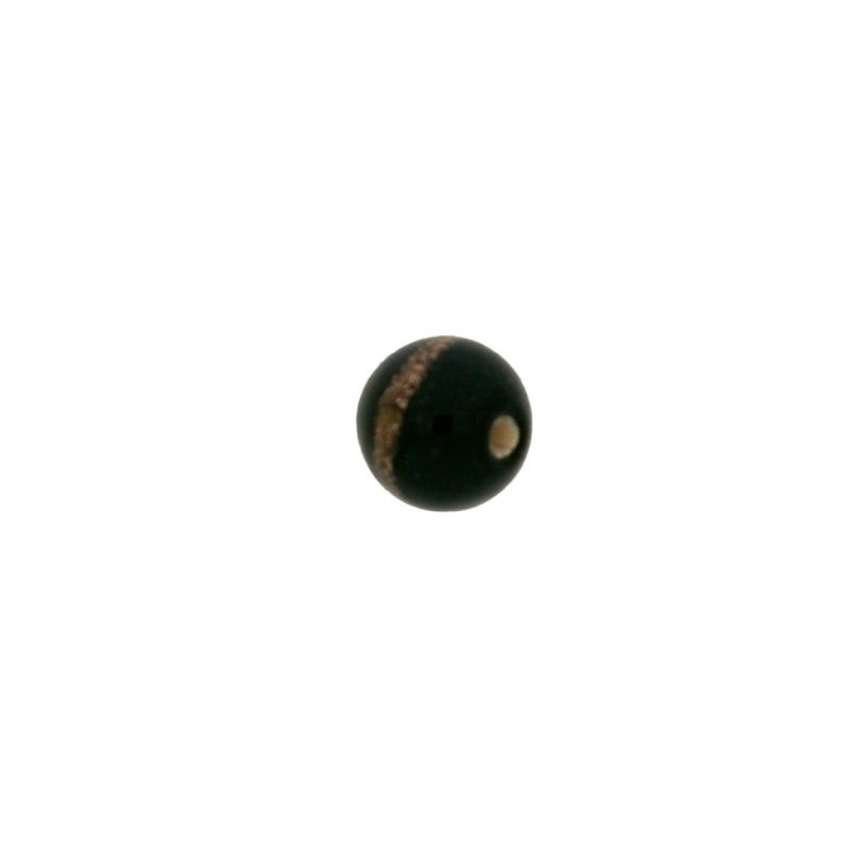 Boule lisse Ø8mm couleur noir avec bande dorée decorative. Avec trou passant.