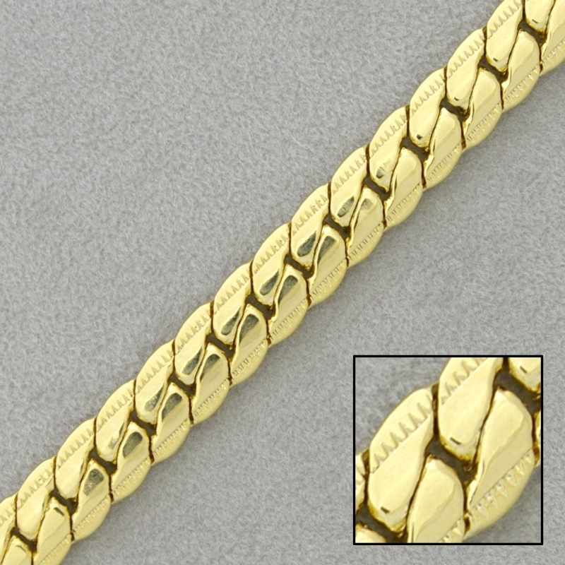 Flat curb brass chain width 7mm