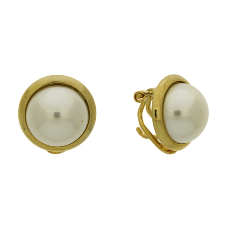 Earring with omega clip with half pearl Ø12mm