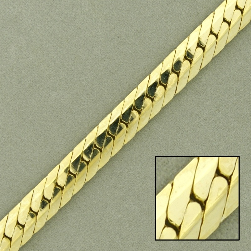 Flat curb brass chain width 6,5mm