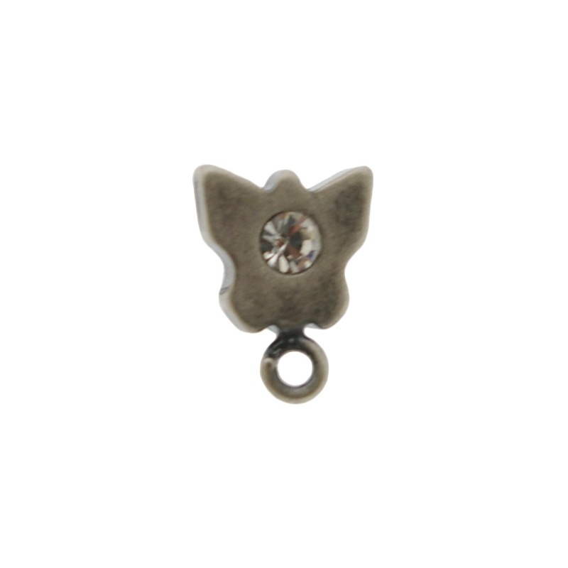 Ear stud butterfly 12x9mm to PP23 strass with loop