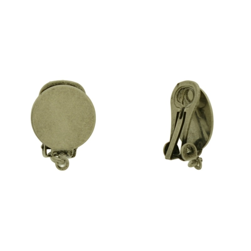 Boucle d'oreille clip plateau Ø 12mm avec anneau