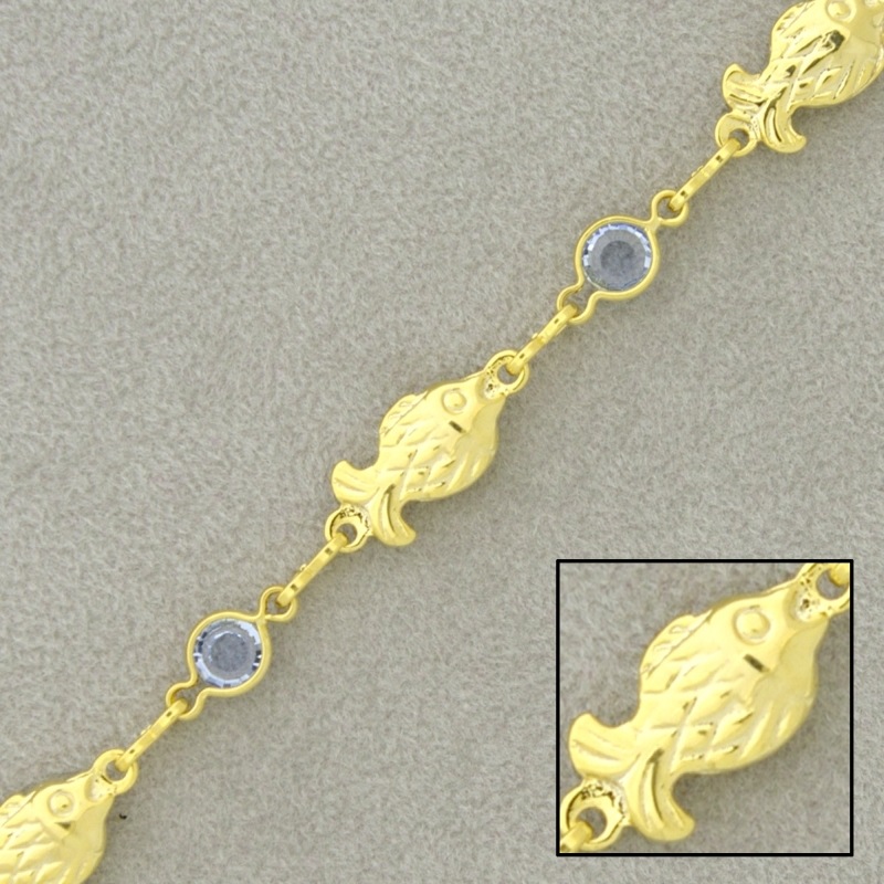 Bead brass chain width 6mm