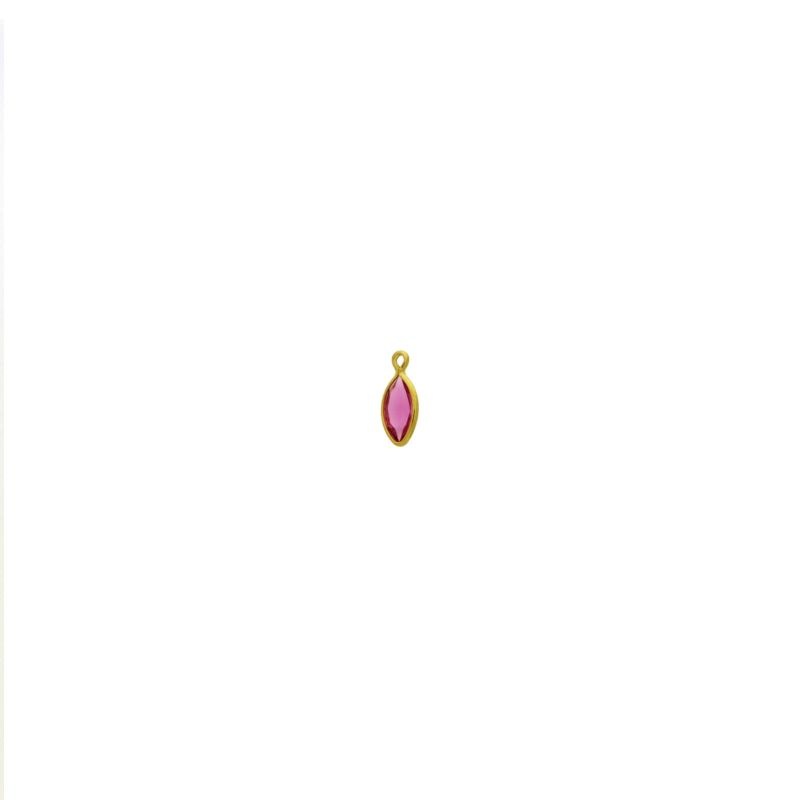Navette strass setting 10x5mm with ring. Pink colour.