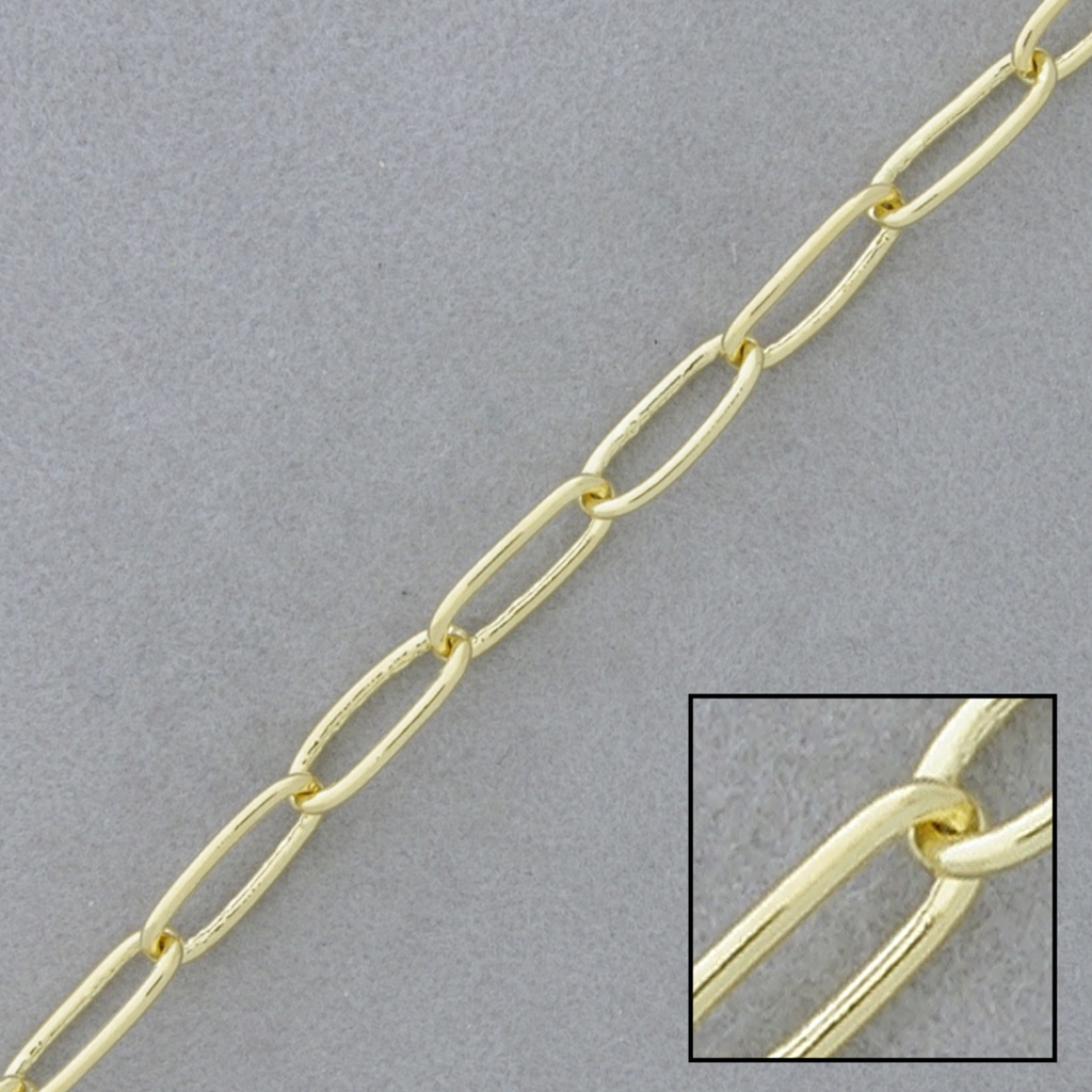 Cadena de latón forzada larga. Ancho 4,7mm