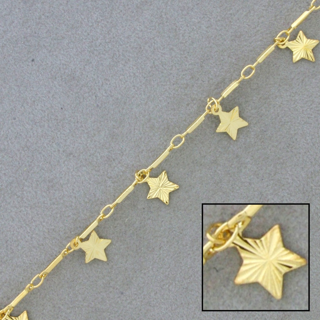 Cadena de latón colgantes estrella ancho 1,4mm