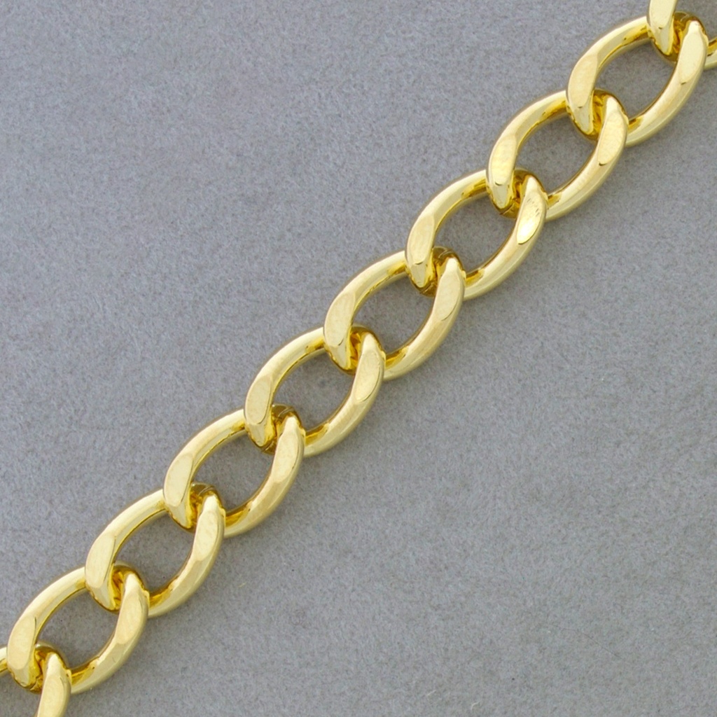 Flat curb brass chain width 10mm