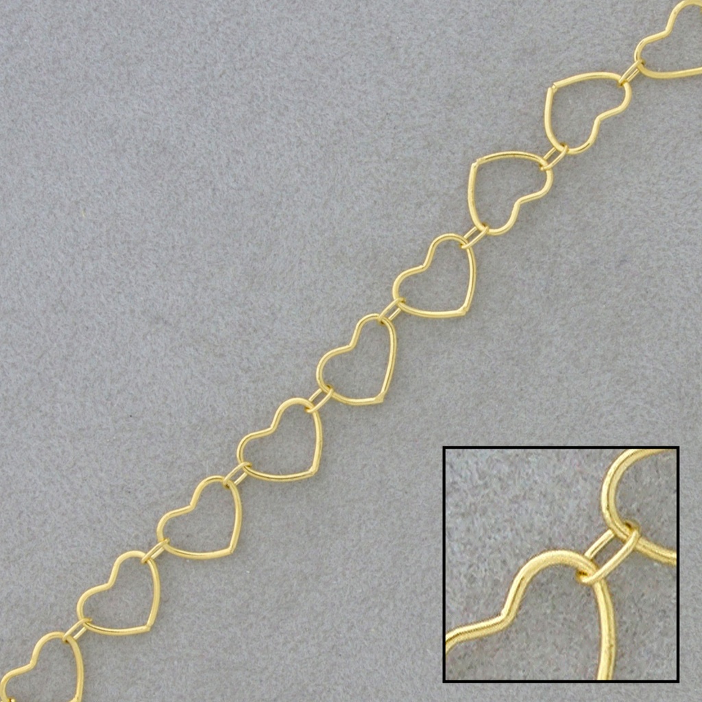 Brass chain heart link width 7mm