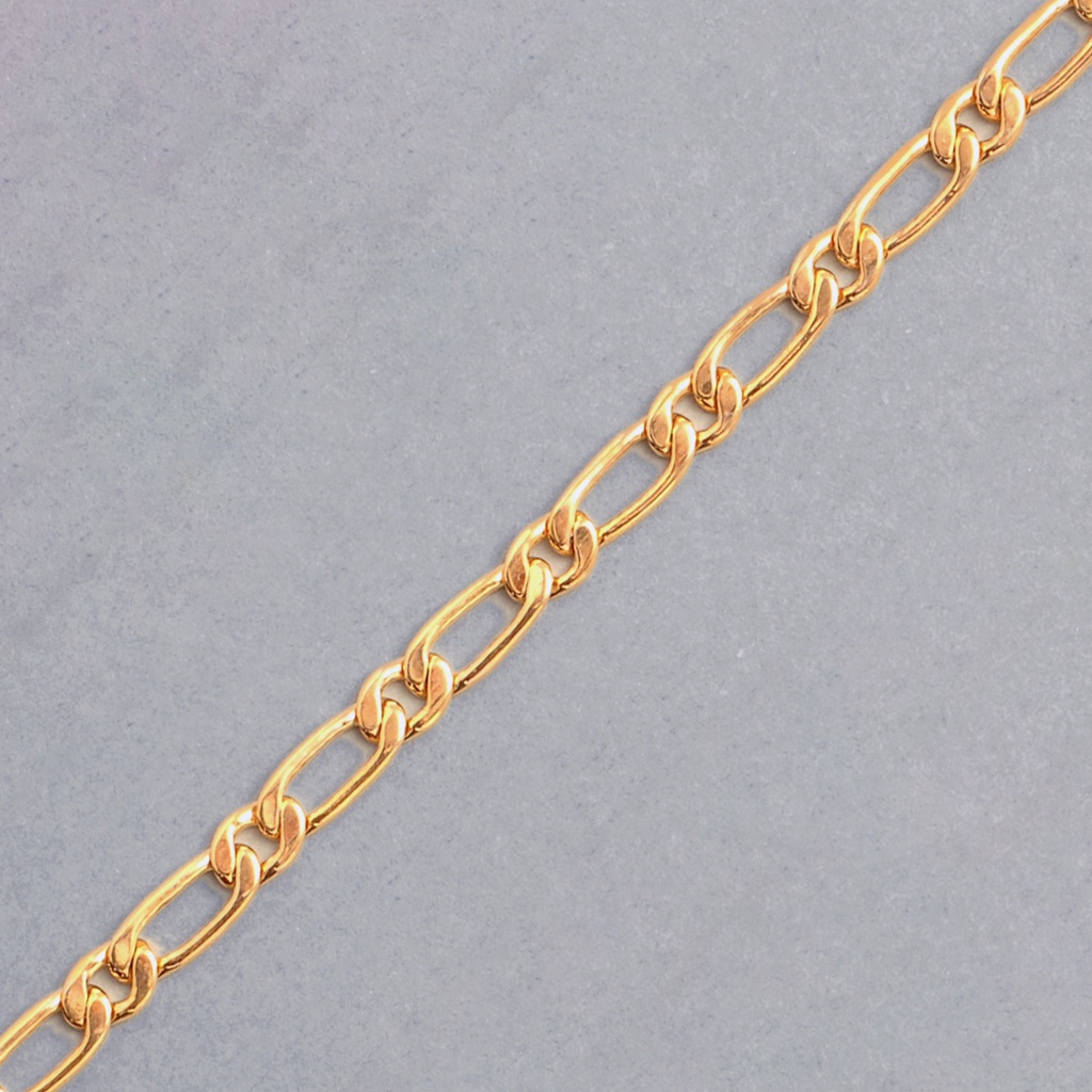 Chaîne en laiton figaro laminée largeur 5mm