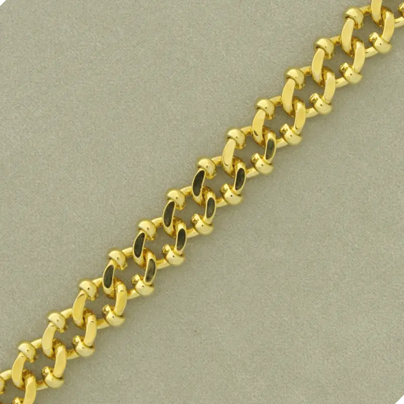 Flat curb brass chain width 6,9mm