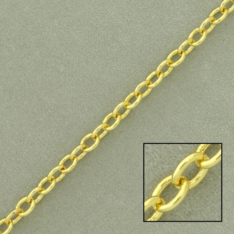 Cadena de latón forzada ancho 3,1mm. Hilo Ø 0,8mm