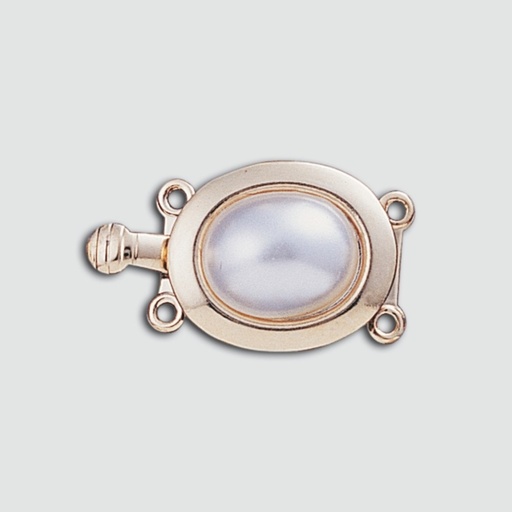 [232340000] Fermoir de collier 2 rangs 12x22mm avec perle oval à  fond plat 8x10mm