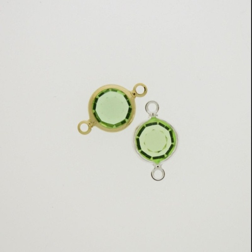 [750191500] Entrepieza con strass redondo diam. 8mm color verde. Longitud 15mm