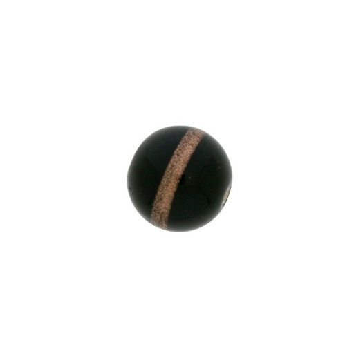 [750720200] Bola lisa Ø12mm color negro con banda dorada decorativa. Agujero pasado.