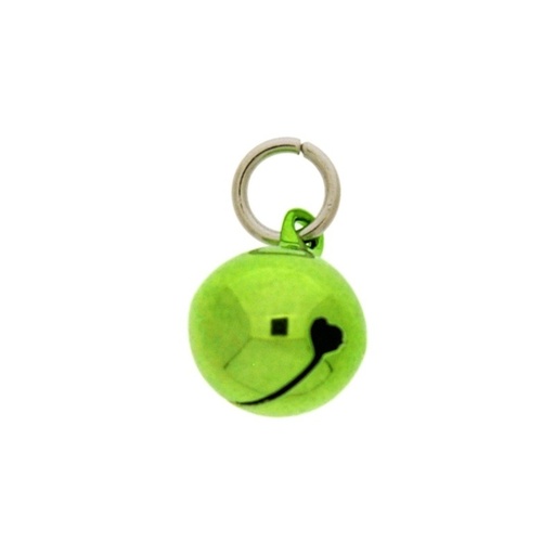 [123311498] Jingle bell Ø 14mm green colour with round jump ring Ø9x wire Ø1,4mm assembled.