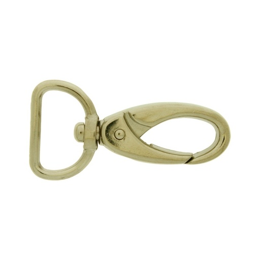 [640471900] Nickel plated zamak lobster clasp for bag with Gap width 19mm to ribbon.