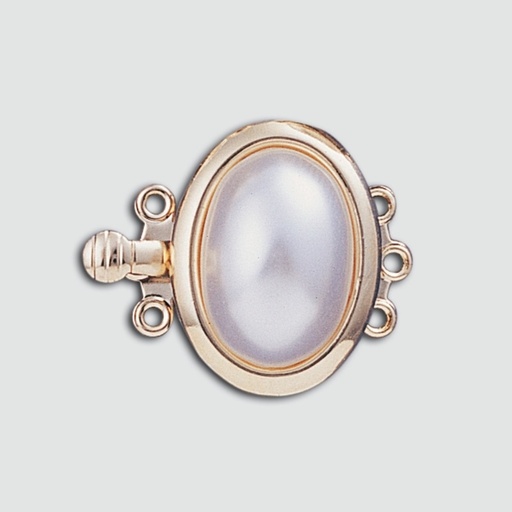 [232370000] Fermoir de collier 2 rangs 17,4x20,5mm avec perle oval à  fond plat 10x14mm