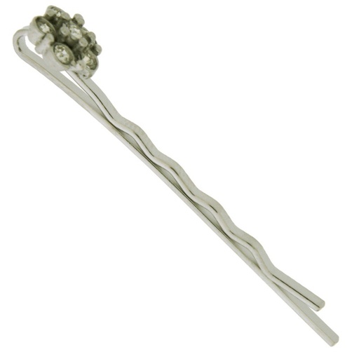 [810420600] Pince pour cheveux 55x2mm avec ornamente Ø10,5mm avec 6 strass PP18