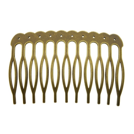 [810381100] Metallic drilled hair comb 60x39mm (11 spikes)