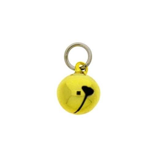 [123331298] Grelot Ø 12mm couleur jaune monté avec un anneau rond Ø8x fil Ø1,2mm