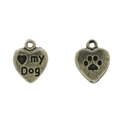 [120580000] Heart my dog" pendant 15x12mm"