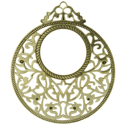 [121420000] Round filigree metal component 59x50mm