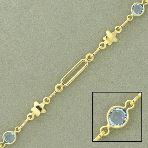 [528711300] Cadena de latón ancho 5mm con strass redondo Ø 4mm